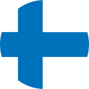Circular icon of the Finland flag featuring a blue Nordic cross on a white background.